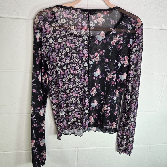 Retro Y2k Crave Fame Floral Mesh Sheer Top - Picture 3 of 7